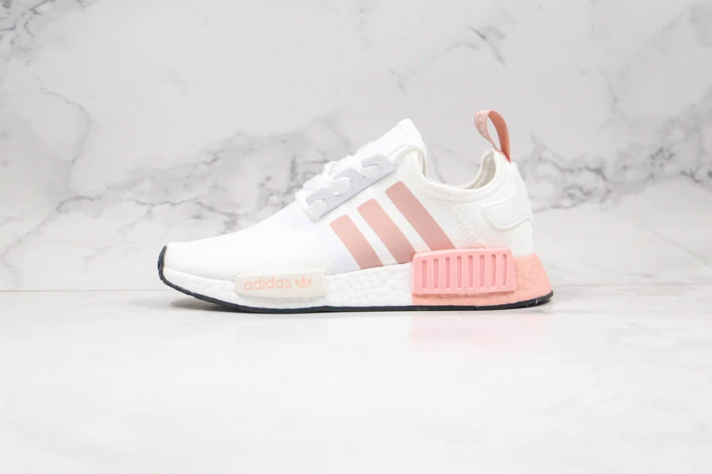 阿迪达斯Adidas NMD R1 OK W Primeknit Triple Black纯原版本爆米花跑鞋NMD白粉色原盒原标 货号:FV2475