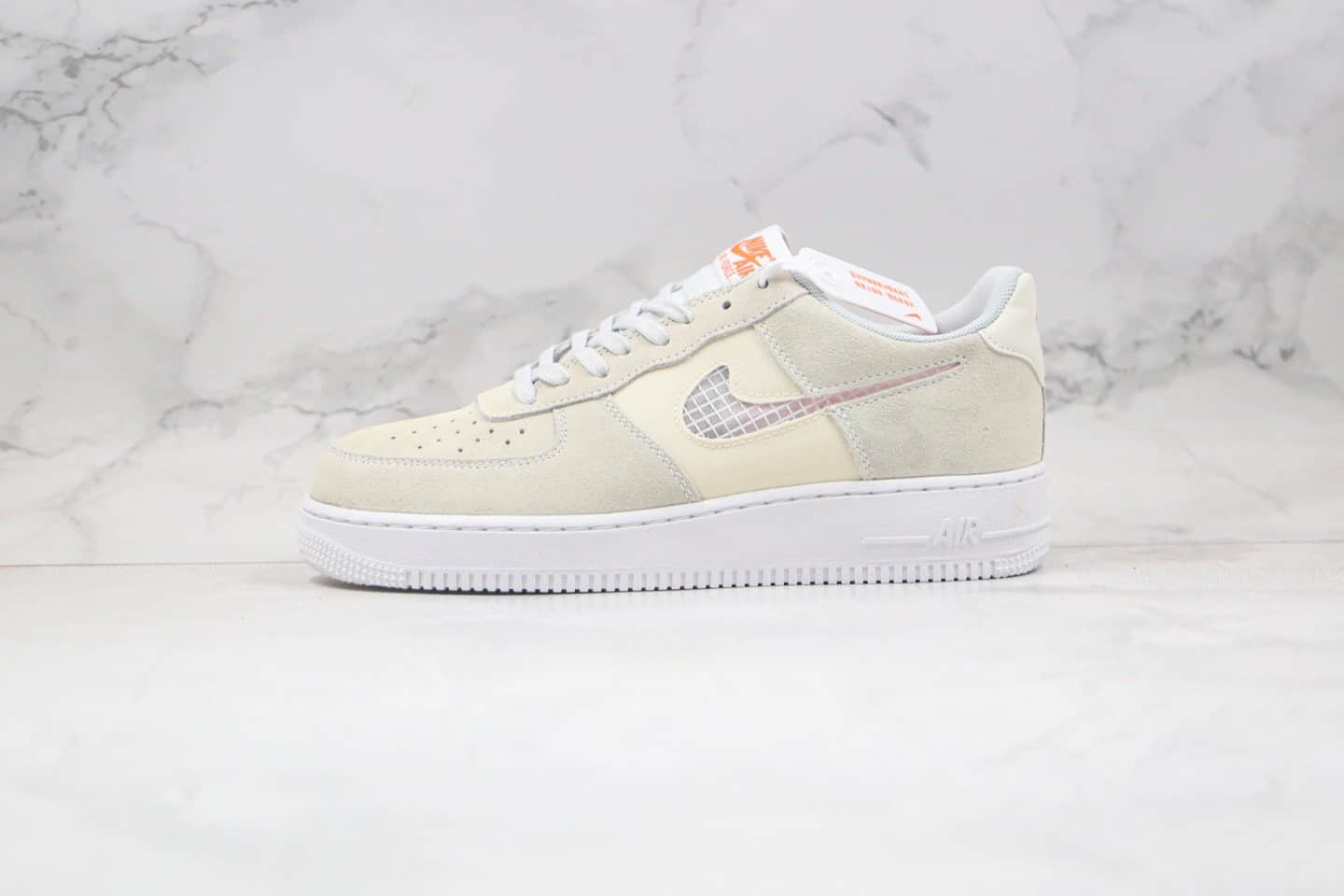 耐克Nike Air Force 1 LV8 1 Fresh纯原版本低帮空军一号米白色编织格子钩板鞋内置全掌气垫 货号:CJ1647-001