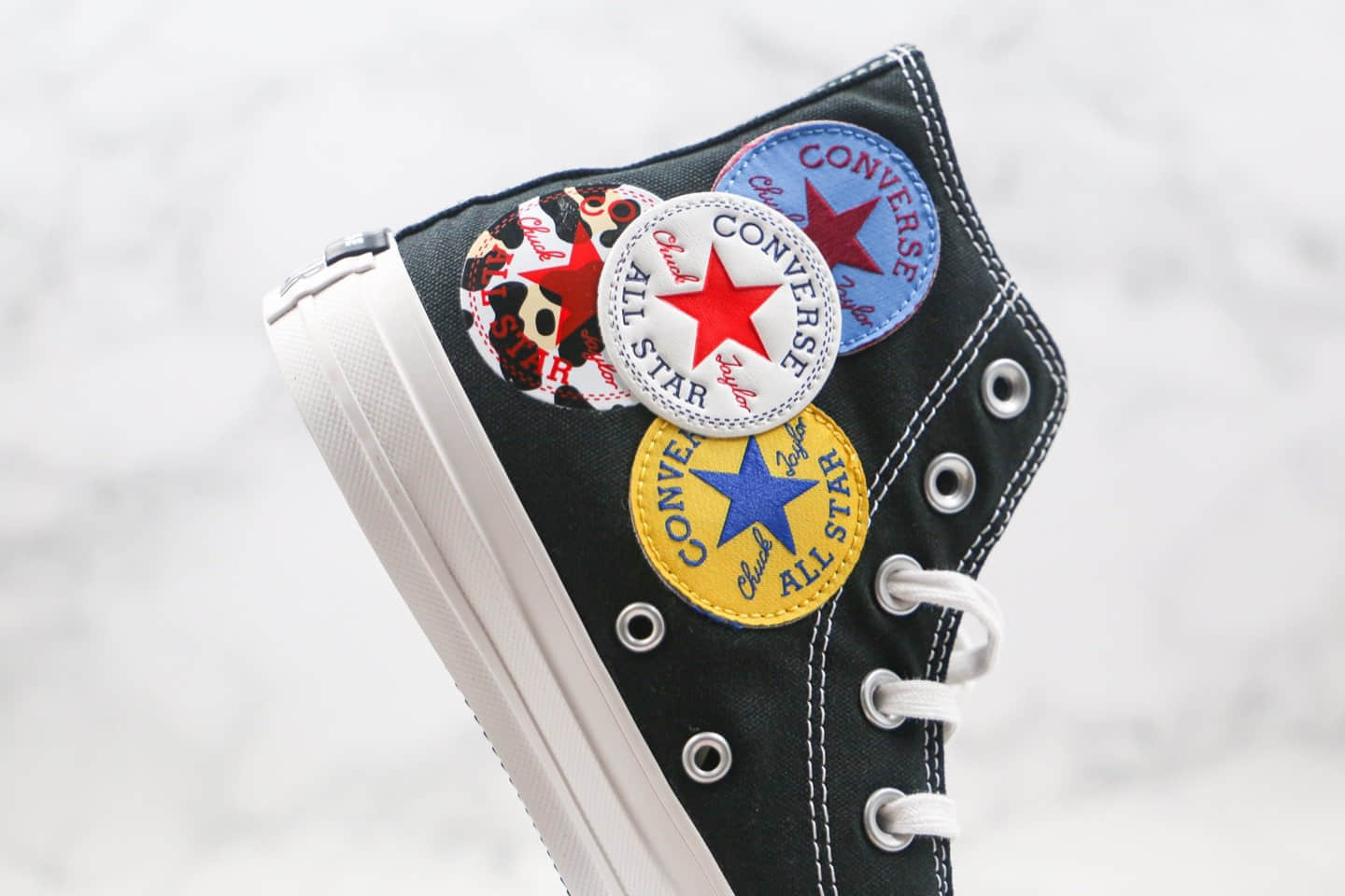 匡威Converse Chuck 1970s公司级版本高帮四标LOGO印花涂鸦拼色帆布鞋原鞋开模一比一打造 货号:166736C