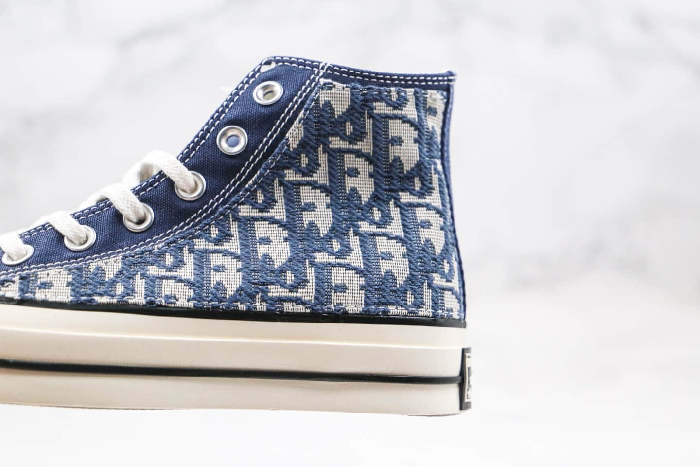 匡威CONVERSE 1970S x Dior纯原版本迪奥联名款高帮暗夜蓝色老花配色帆布鞋原厂硫化大底原盒原标 货号:164945D