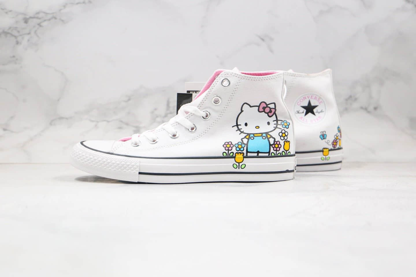 匡威Converse x Hello Kitty联名款公司级版本高帮kitty猫2.0帆布鞋原盒原标原楦头纸板打造 货号:164629F