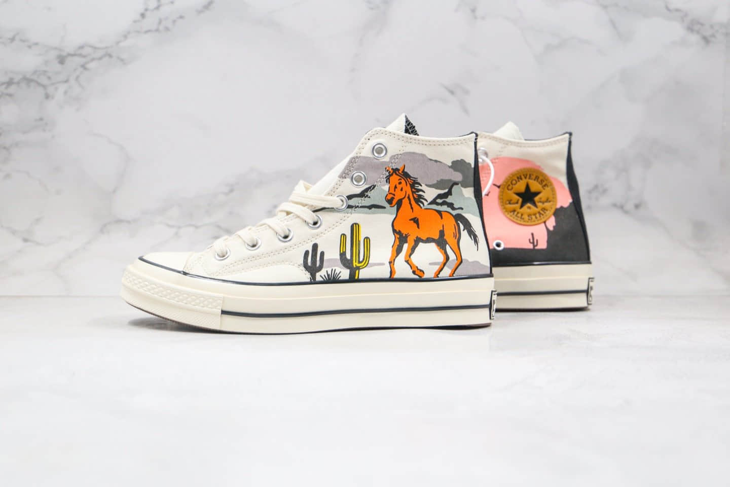 匡威CONVERSE Chuck 70公司级版本高帮赛马图案涂鸦帆布鞋原厂硫化大底正确PU硅蓝软中底 货号:169821C