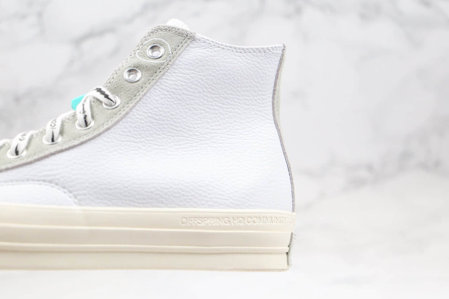 匡威CONVERSE x OFFSPRING公司级版本藤原浩闪电联名款高帮皮面破口白灰色板鞋原盒原标原鞋开模一比一打造 货号:169054C