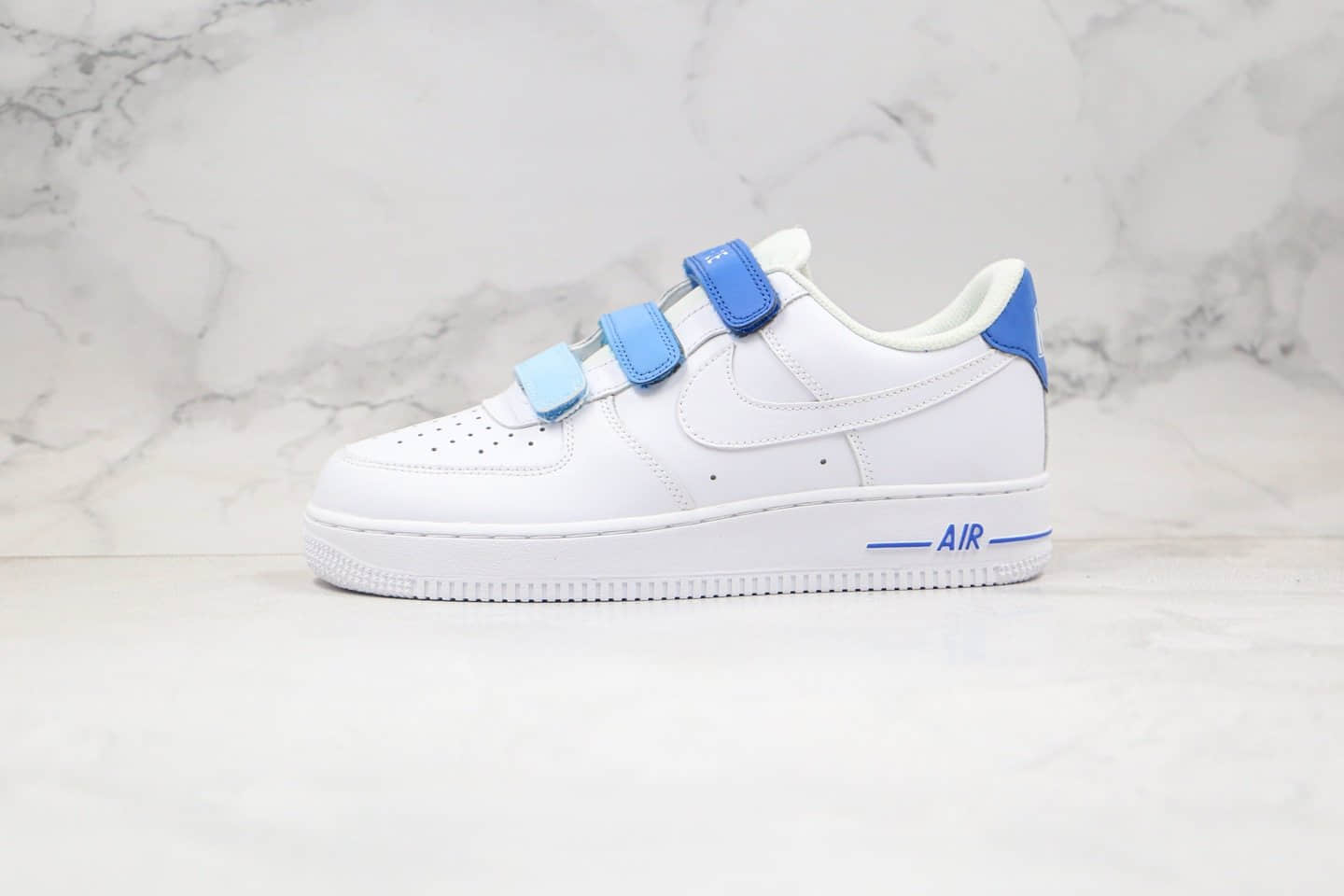 耐克Nike Air Force 1纯原版本低帮空军一号天空蓝魔术贴板鞋内置全掌Sole气垫 货号:898866-008