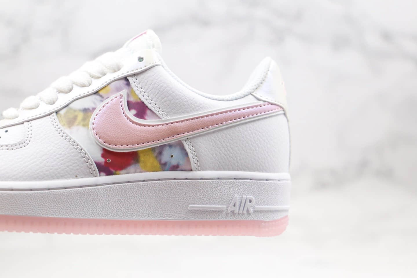 耐克Nike Air Force 1纯原版本低帮空军一号白粉花卉配色板鞋内置全掌Sole气垫原盒原标 货号:CN8535-100