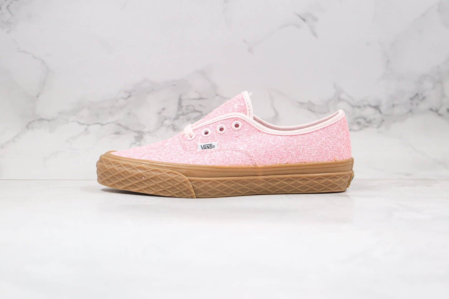 万斯VANS AUTHENTIC公司级版本安纳海姆璀璨星光细闪亮片系列粉色生胶底硫化板鞋原盒原标 货号:VN0A38EMVK1