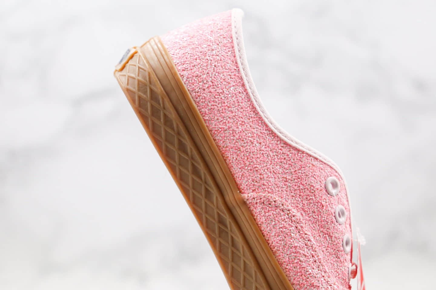 万斯VANS AUTHENTIC公司级版本安纳海姆璀璨星光细闪亮片系列粉色生胶底硫化板鞋原盒原标 货号:VN0A38EMVK1