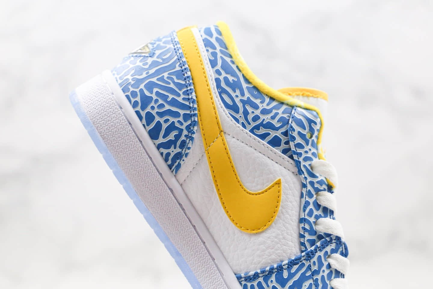 乔丹Air Jordan 1纯原版本低帮AJ1爆裂纹白蓝黄色篮球鞋内置气垫原盒原标 货号：309192-172
