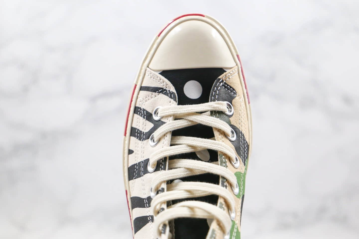 匡威Converse x BrainDead 2.0公司级版本高帮脑死亡解构豹纹迷彩蓝色星星帆布正确双围条硫化蓝底 货号:163166C