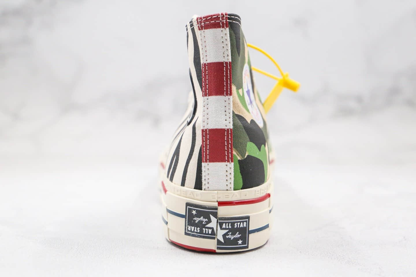 匡威Converse x BrainDead 2.0公司级版本高帮脑死亡解构豹纹迷彩蓝色星星帆布正确双围条硫化蓝底 货号:163166C