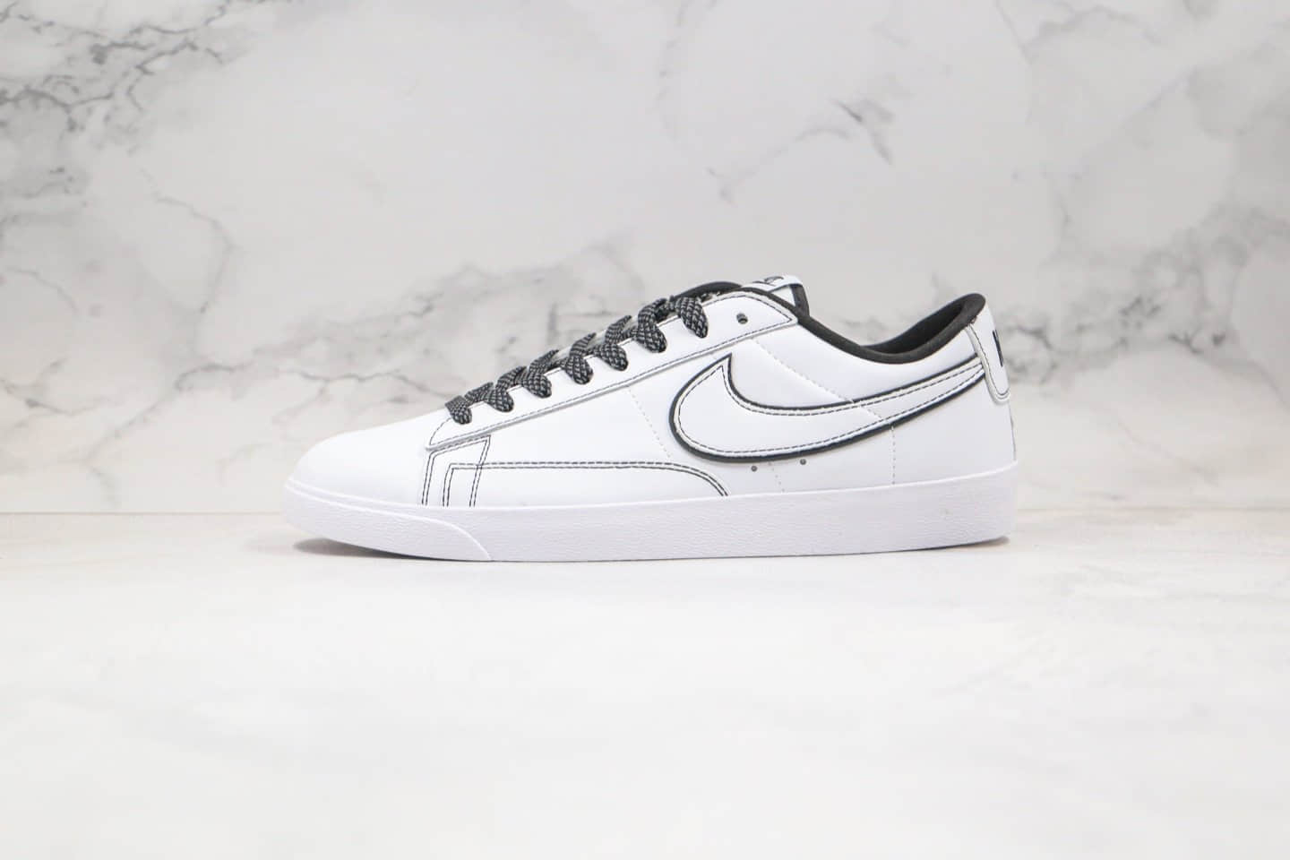 耐克Nike Blazer Low纯原版本低帮开拓者皮面3M反光白黑色原楦头纸板打造 货号:454471-810