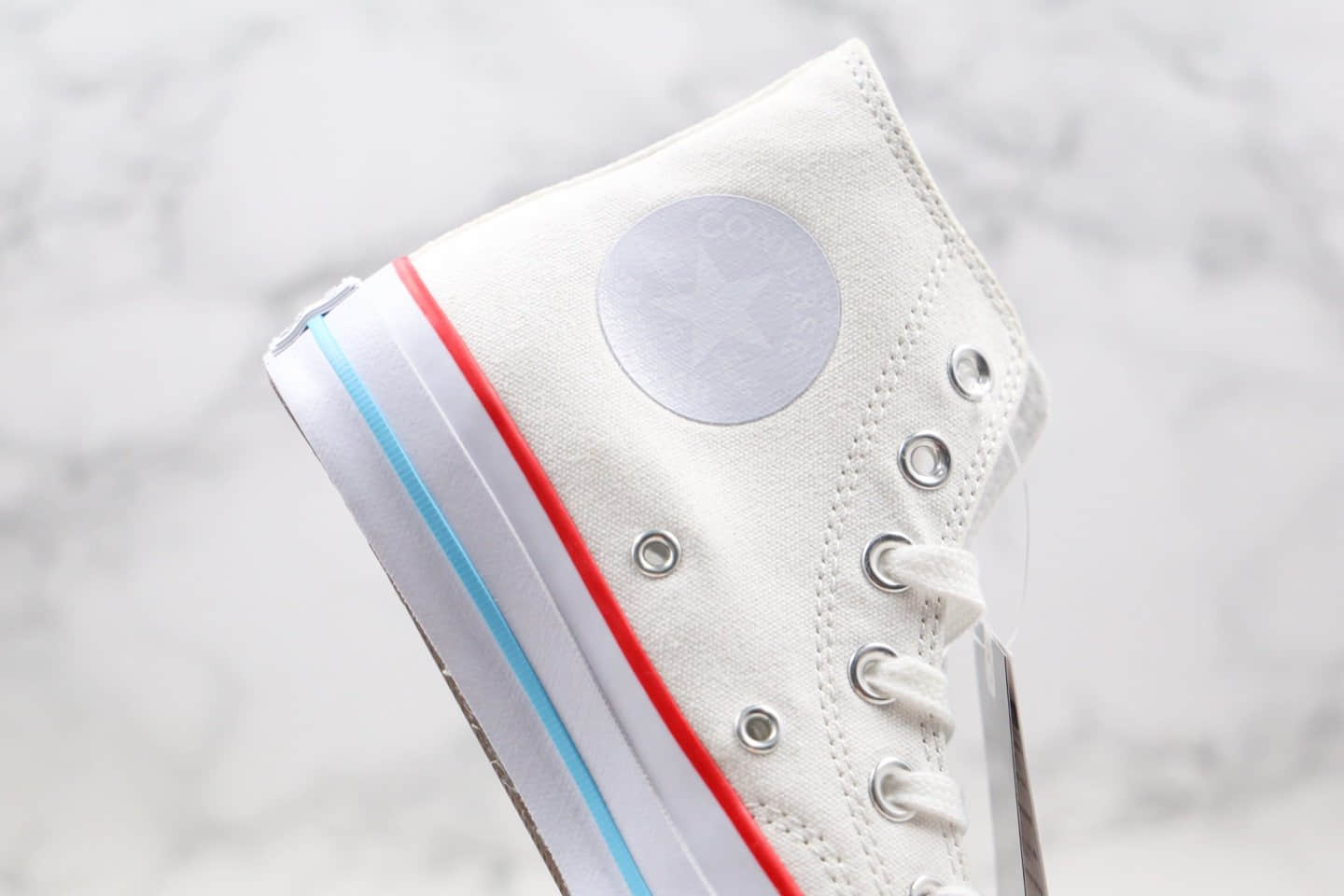 匡威Converse Chuck 70 x Konw Wave联名款公司级版本高帮白红蓝色帆布鞋原盒原标原楦头纸板打造 货号:161379C