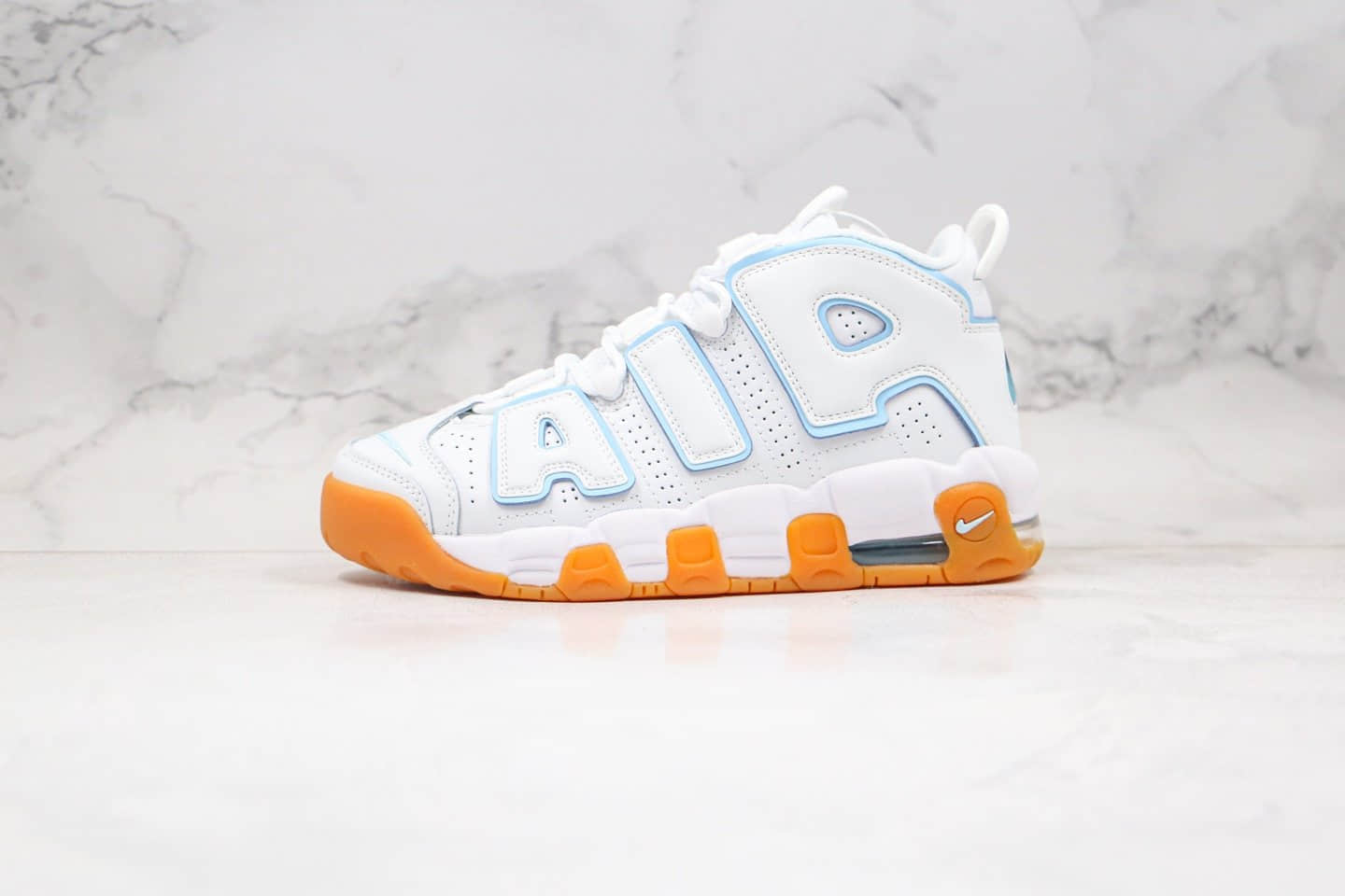 耐克Nike Air More Uptempo 96纯原版本皮蓬大R生胶白蓝色篮球鞋内置全掌气垫 货号:415082-107