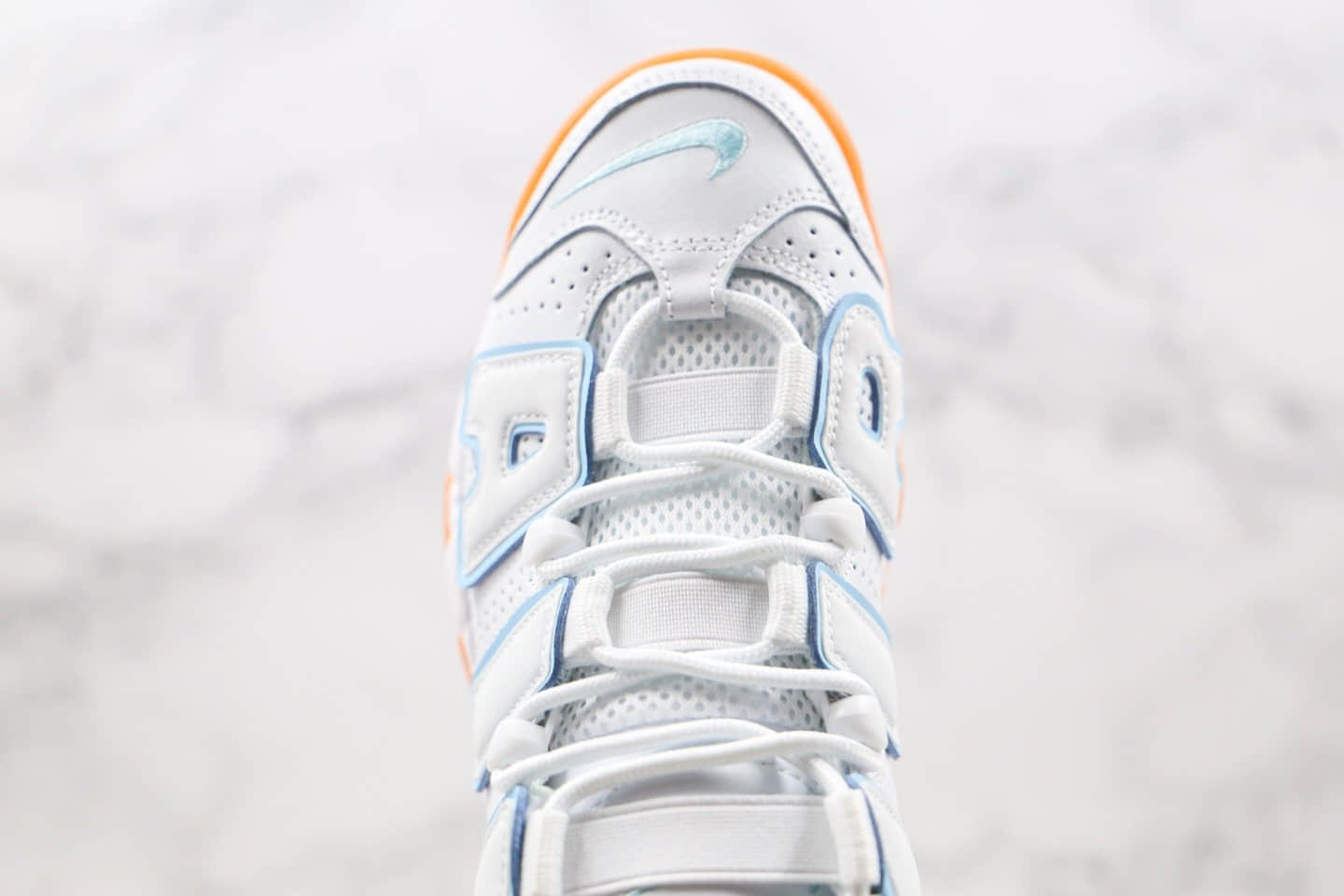 耐克Nike Air More Uptempo 96纯原版本皮蓬大R生胶白蓝色篮球鞋内置全掌气垫 货号:415082-107
