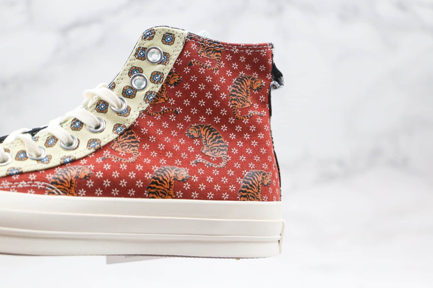 匡威Converse Chuck 70公司级版本高帮腰果花棋盘拼接帆布鞋原档案数据开发原盒原标 货号:163407C