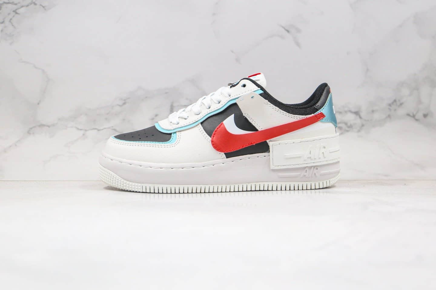 耐克Nike WMNS Air Force 1 Shadow纯原版本低帮空军一号马卡龙解构系列白红蓝色原楦头纸板打造 货号:DA4291-100