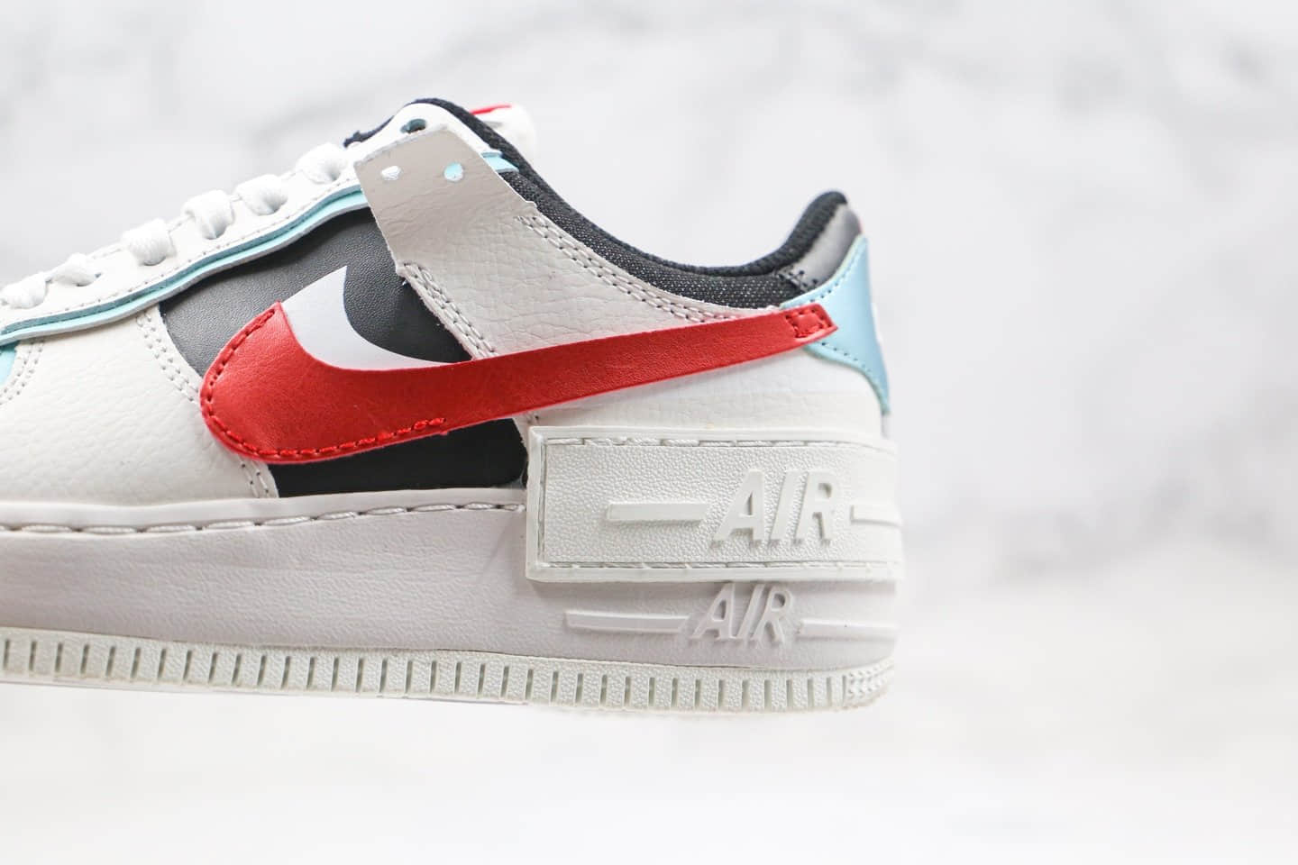 耐克Nike WMNS Air Force 1 Shadow纯原版本低帮空军一号马卡龙解构系列白红蓝色原楦头纸板打造 货号:DA4291-100