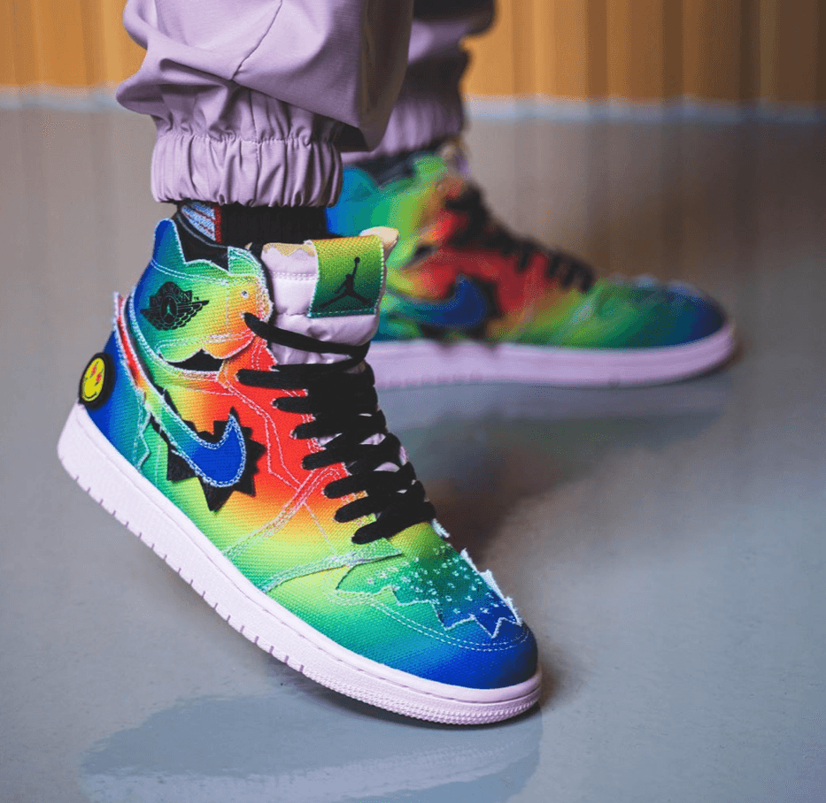 超吸睛扎染鞋面!J Balvin x AJ1上脚图释出! 货号:DC3481-900