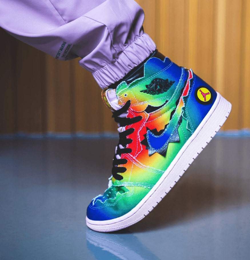 超吸睛扎染鞋面!J Balvin x AJ1上脚图释出! 货号:DC3481-900