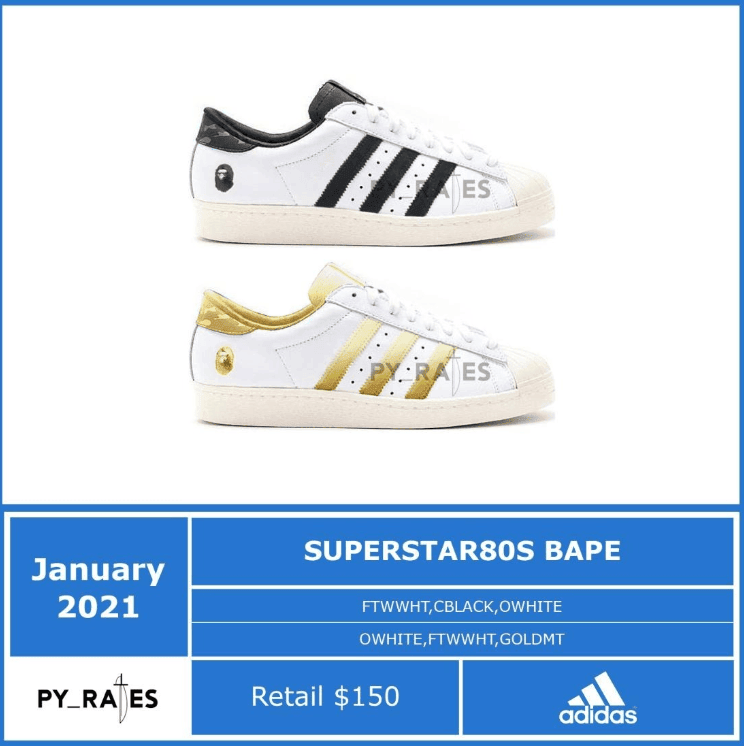 全新Bape x adidas Superstar 80s联名首度曝光!明年登场!