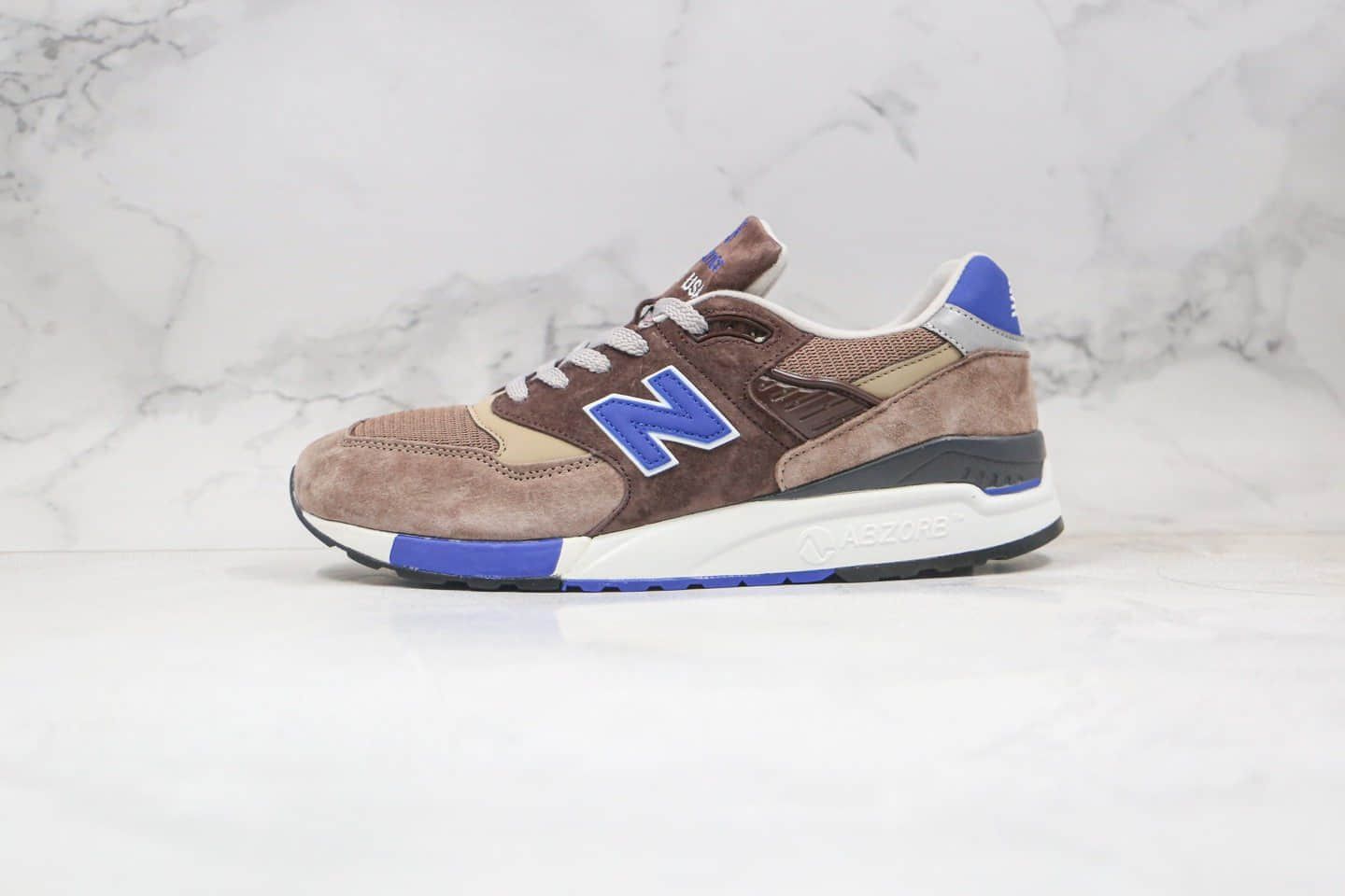 新百伦New Balance 998纯原版本复古老爹鞋NB998棕蓝色原盒原标原楦头纸板打造 货号:M998SBA