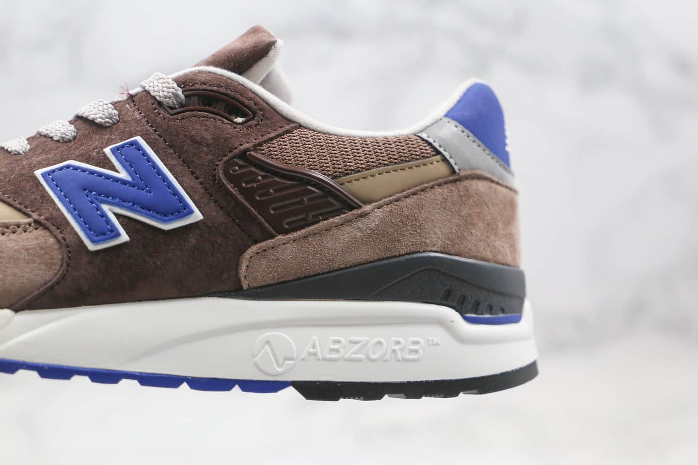 新百伦New Balance 998纯原版本复古老爹鞋NB998棕蓝色原盒原标原楦头纸板打造 货号:M998SBA