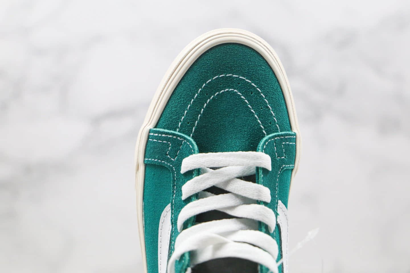 万斯Vans SK8-Mid公司级版本中帮王北车同款复古绿色灰色鞋舌帆布鞋原盒原标 货号:VN0A3WM324Q