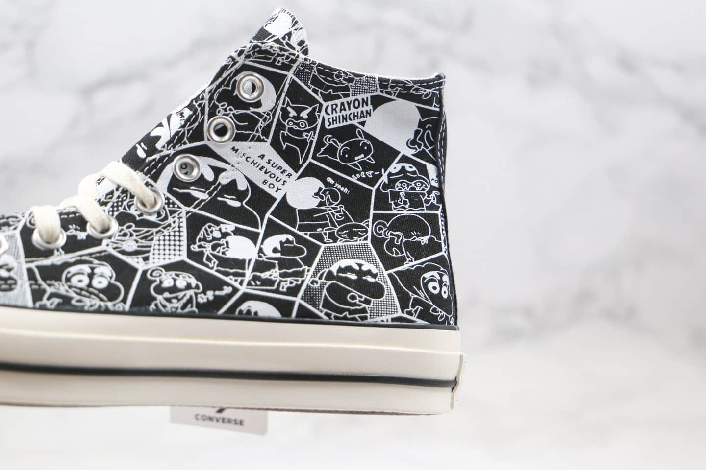 匡威Converse x 蜡笔小新联名公司级版本高帮板鞋涂鸦简笔画黑色原厂硫化 货号:168822C