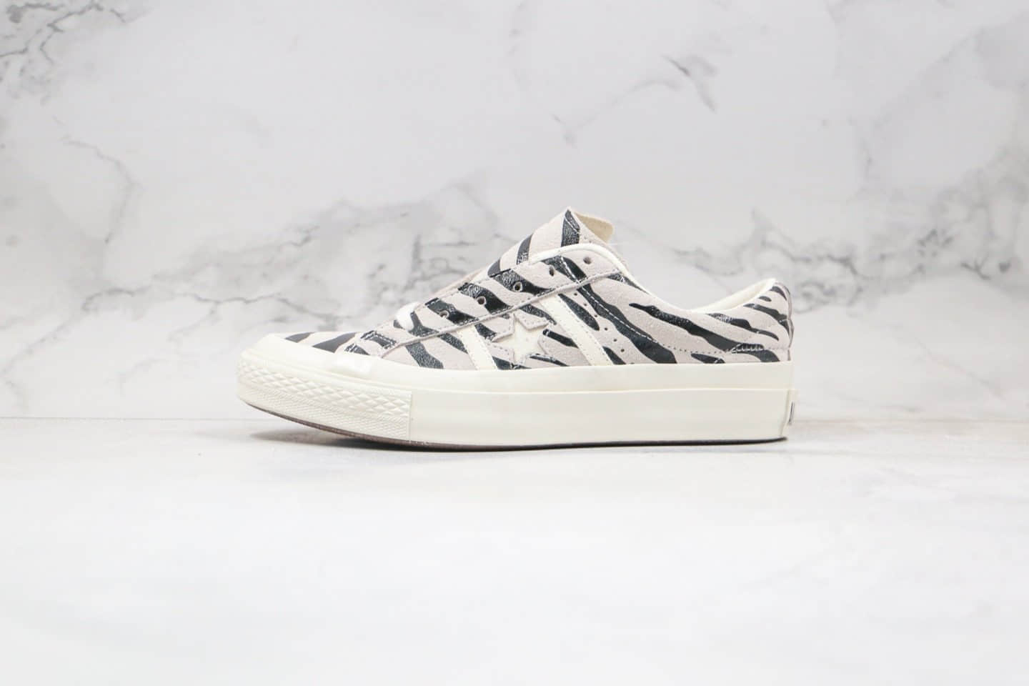 匡威Converse JACK STAR&BARS ZEBRASUEDE公司级版本低帮杰克双杠一星日本限定斑马纹配色原盒原标 货号:1CL101