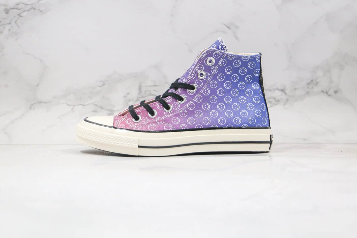 匡威Converse chuck70 Happy Camper公司级版本高帮渐变紫色笑脸硫化板鞋原楦头纸板打造 货号:167635C