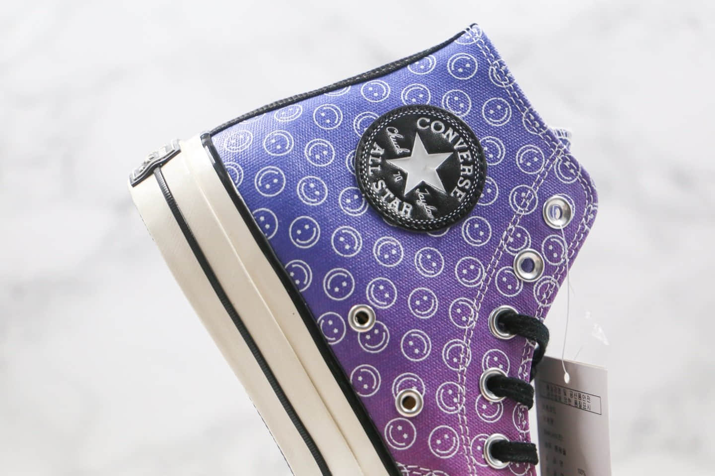 匡威Converse chuck70 Happy Camper公司级版本高帮渐变紫色笑脸硫化板鞋原楦头纸板打造 货号:167635C