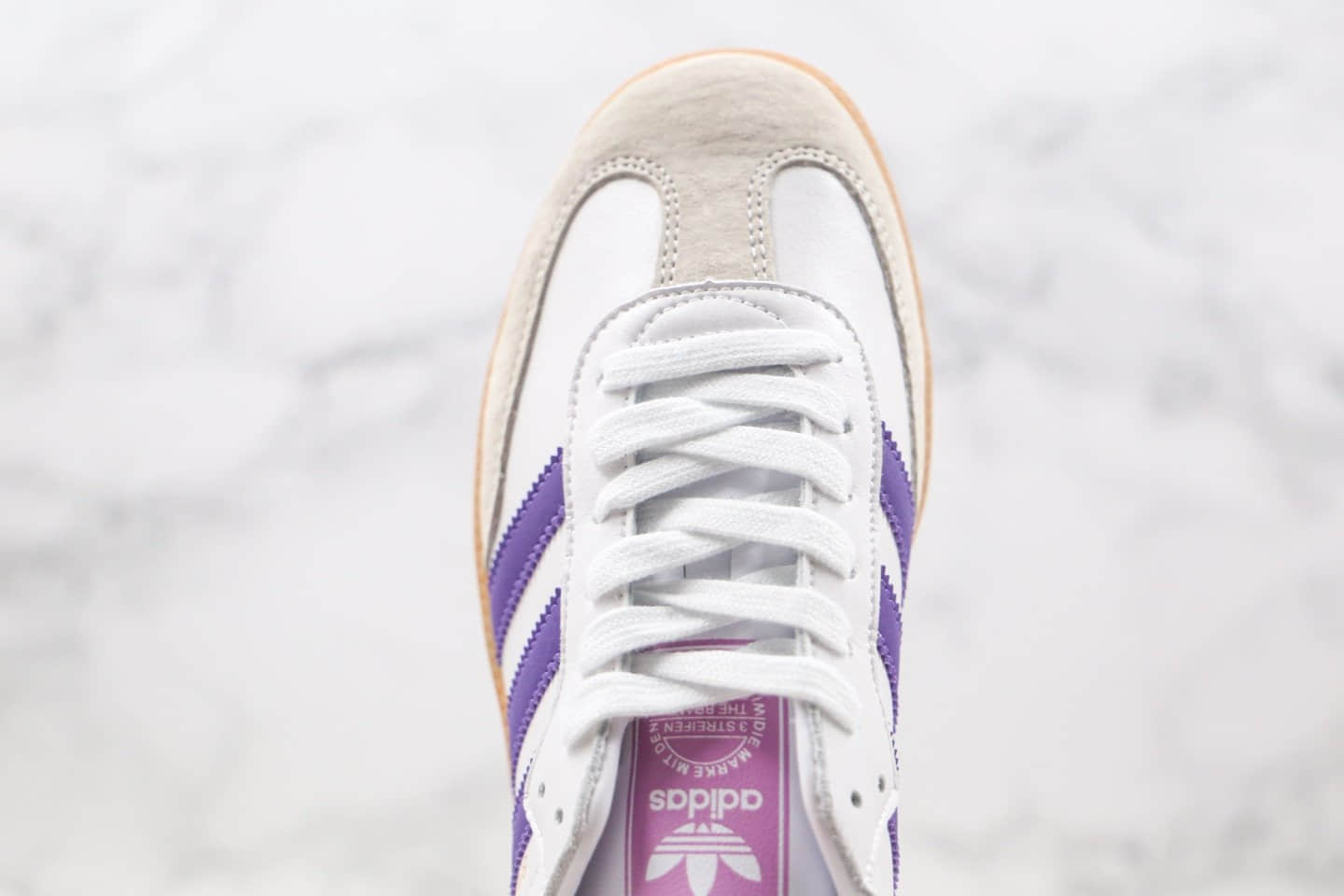 阿迪达斯Adidas Samba OG FT纯原版本桑巴板鞋白紫色内置NFC芯片原盒原标 货号:EE5452