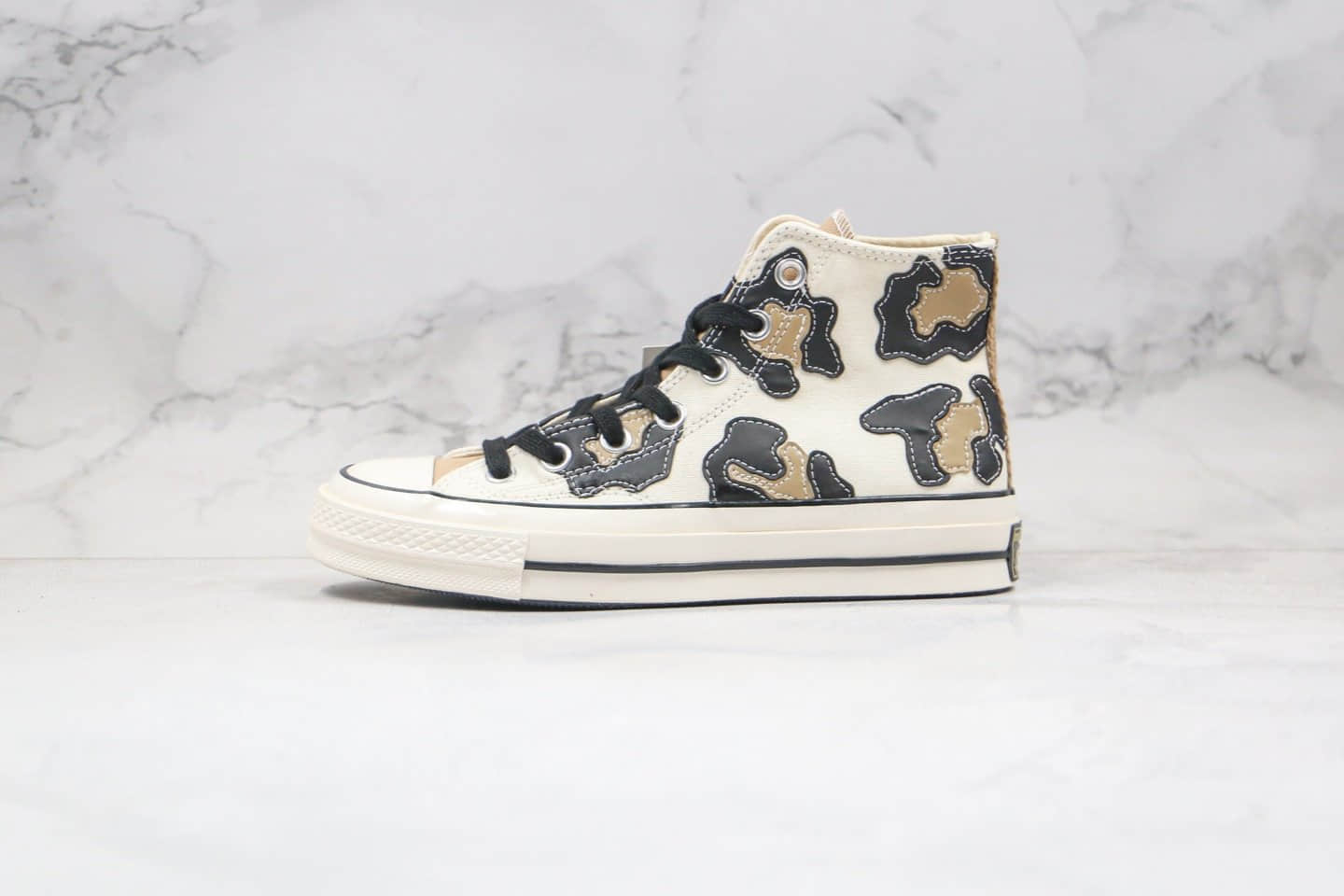 匡威Converse Chuck 70公司级版本高帮帆布鞋奶牛花纹蓝底双围条 货号:168904C