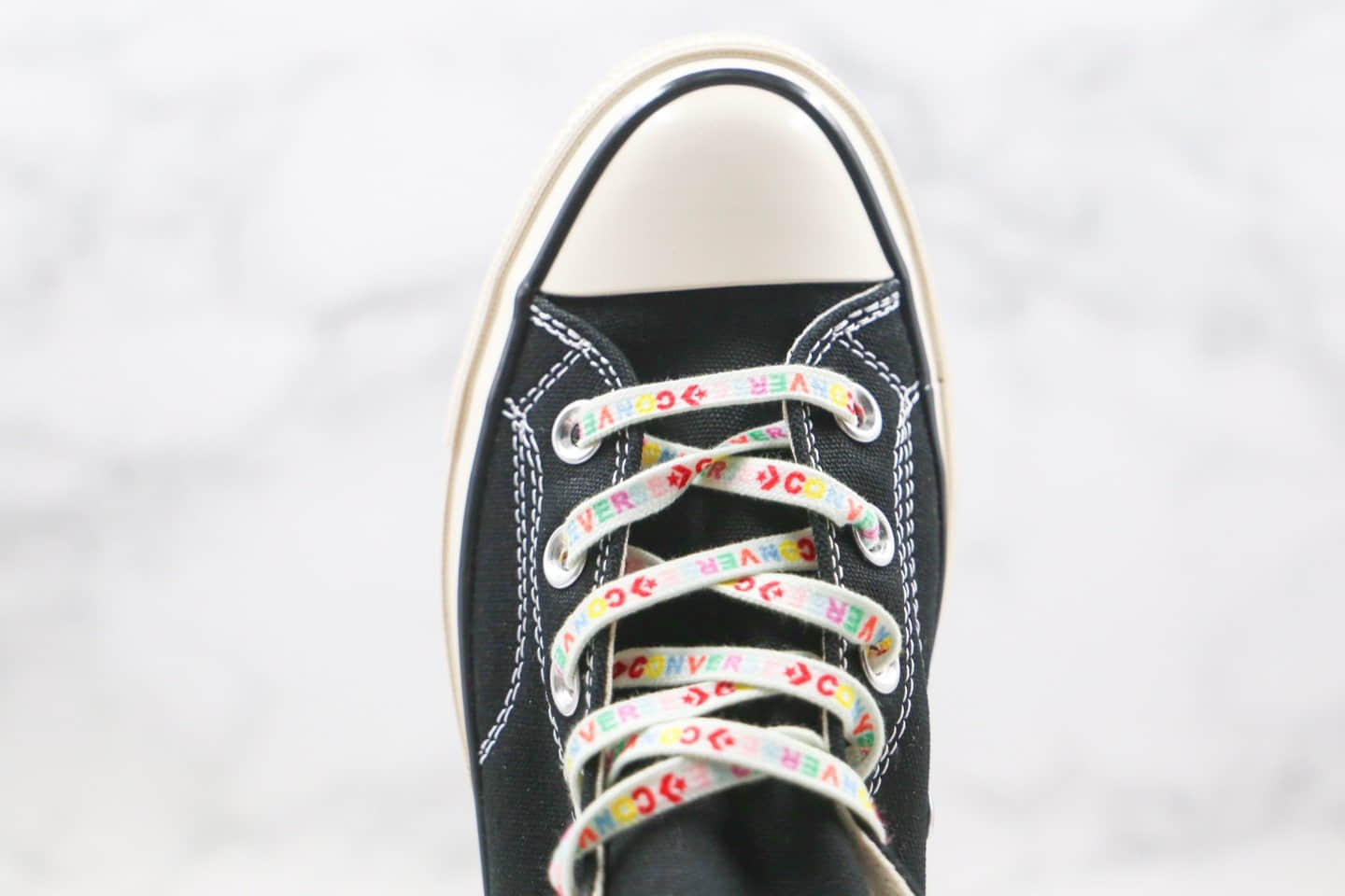 匡威Converse chuck 70S公司级版本高帮彩虹底印花鞋带黑色帆布鞋原厂硫化大底正确双围条 货号:162666C