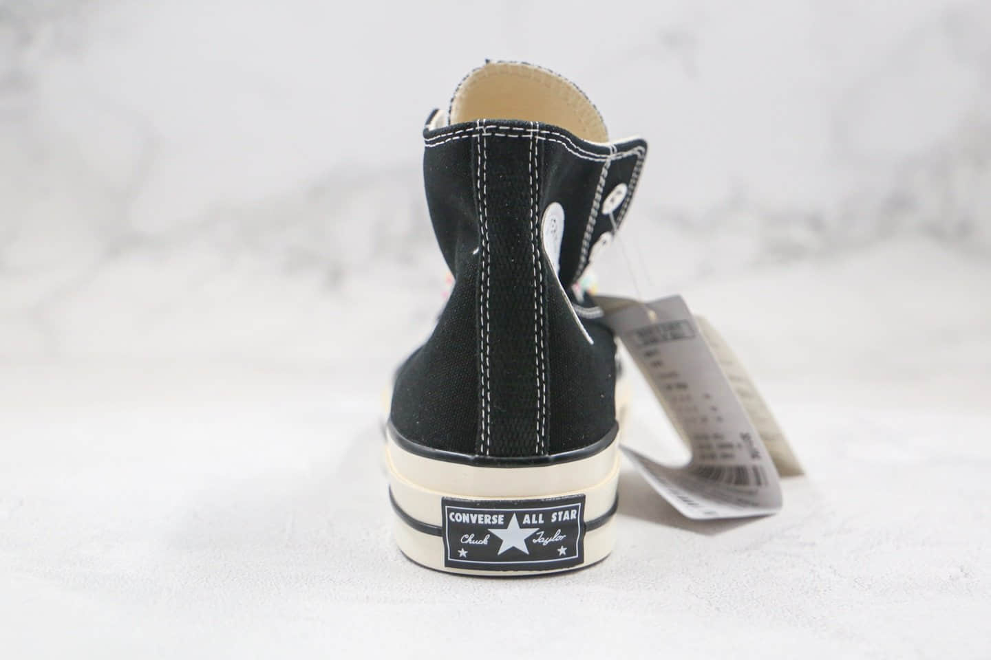 匡威Converse chuck 70S公司级版本高帮彩虹底印花鞋带黑色帆布鞋原厂硫化大底正确双围条 货号:162666C