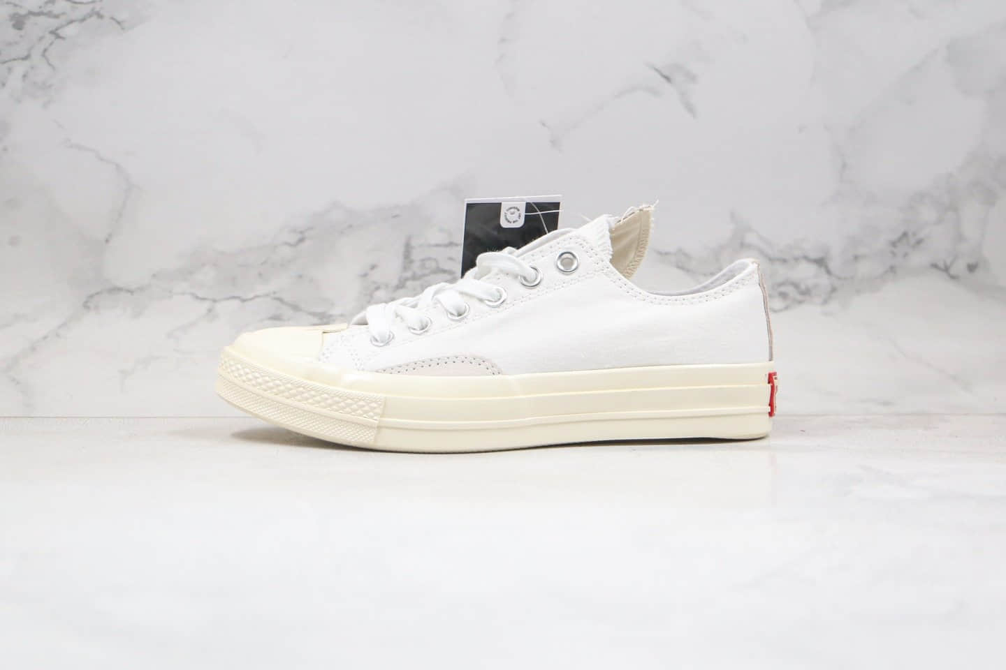 匡威Converse Rivals公司级版本低帮错位LOGO解构硫化板鞋白色原厂硫化大底正确PU硅蓝软中底 货号：168673C