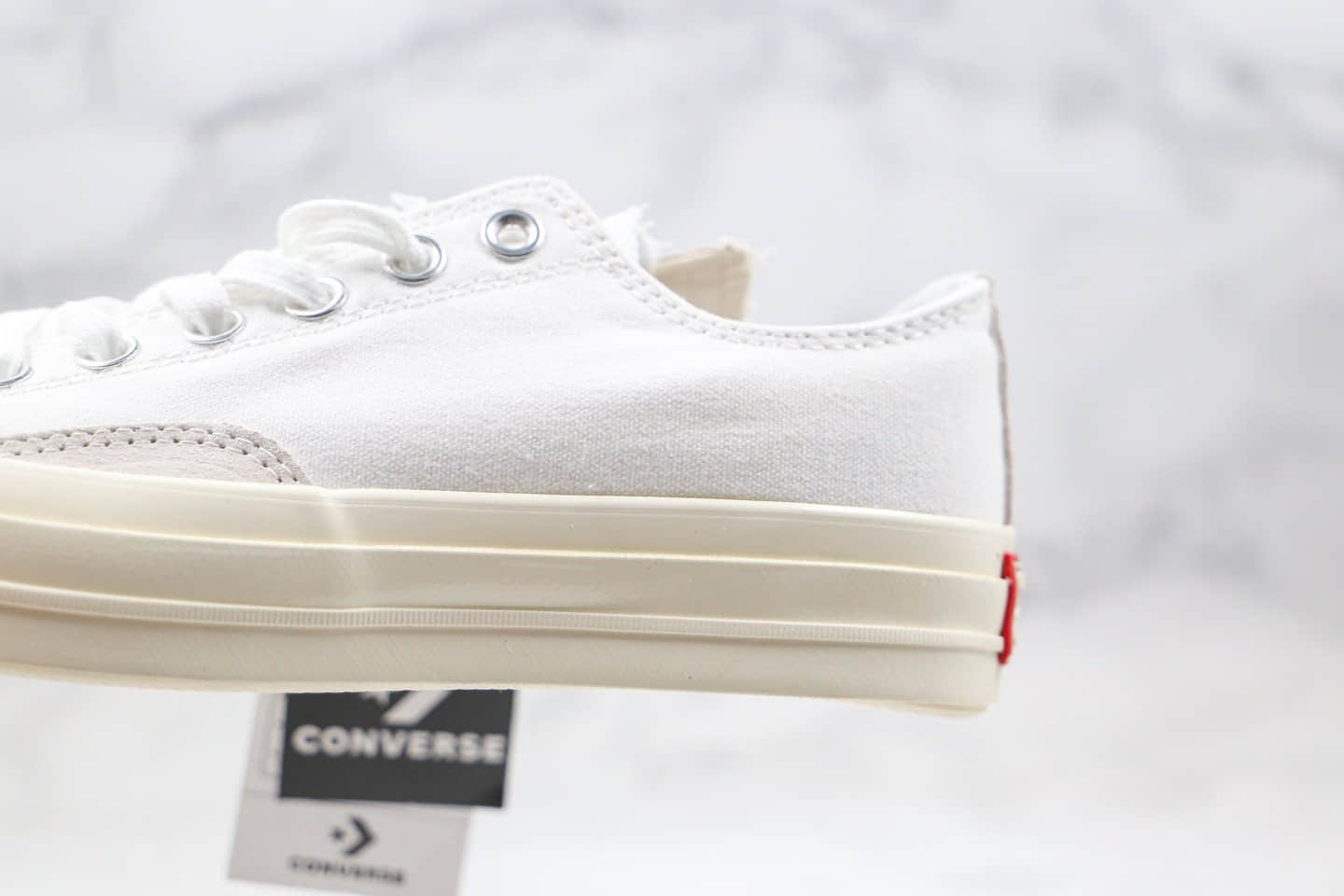 匡威Converse Rivals公司级版本低帮错位LOGO解构硫化板鞋白色原厂硫化大底正确PU硅蓝软中底 货号：168673C