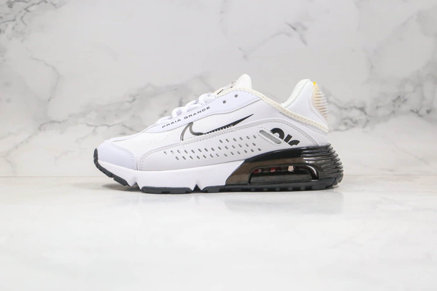 耐克Nike Air Max 2090 x Neymar纯原版本内马尔联名款Max2090气垫鞋白黑色正确后跟细节带配件 货号:CU9371-101