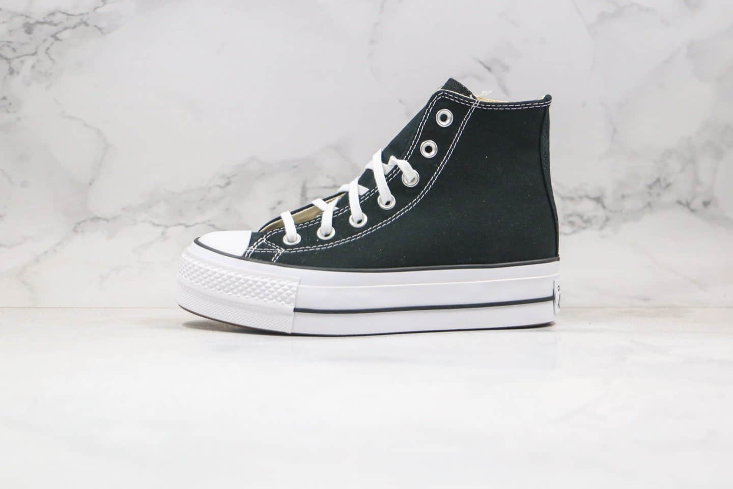 匡威Converse Chuck Taylor All Star Canvas Platform High Top公司级版本高帮厚底帆布鞋松糕鞋黑色超清洁度 货号:560845C