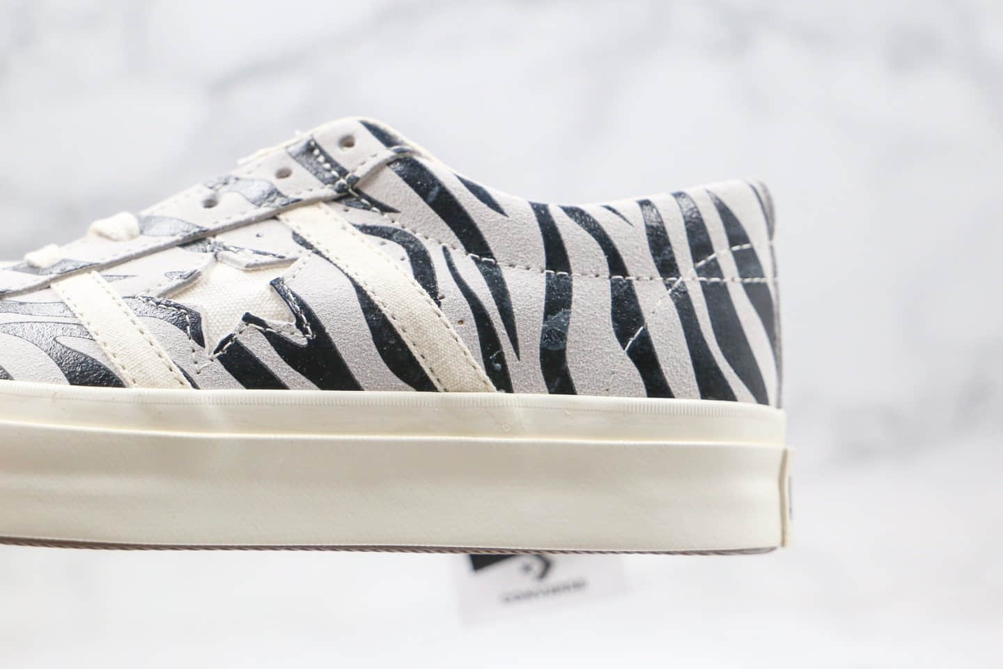 匡威Converse Jack Star & Bars ZEBRASUEDE公司级版本日本限定杰克一星低帮板鞋斑马纹白底正确蓝底双围条 货号:164528C