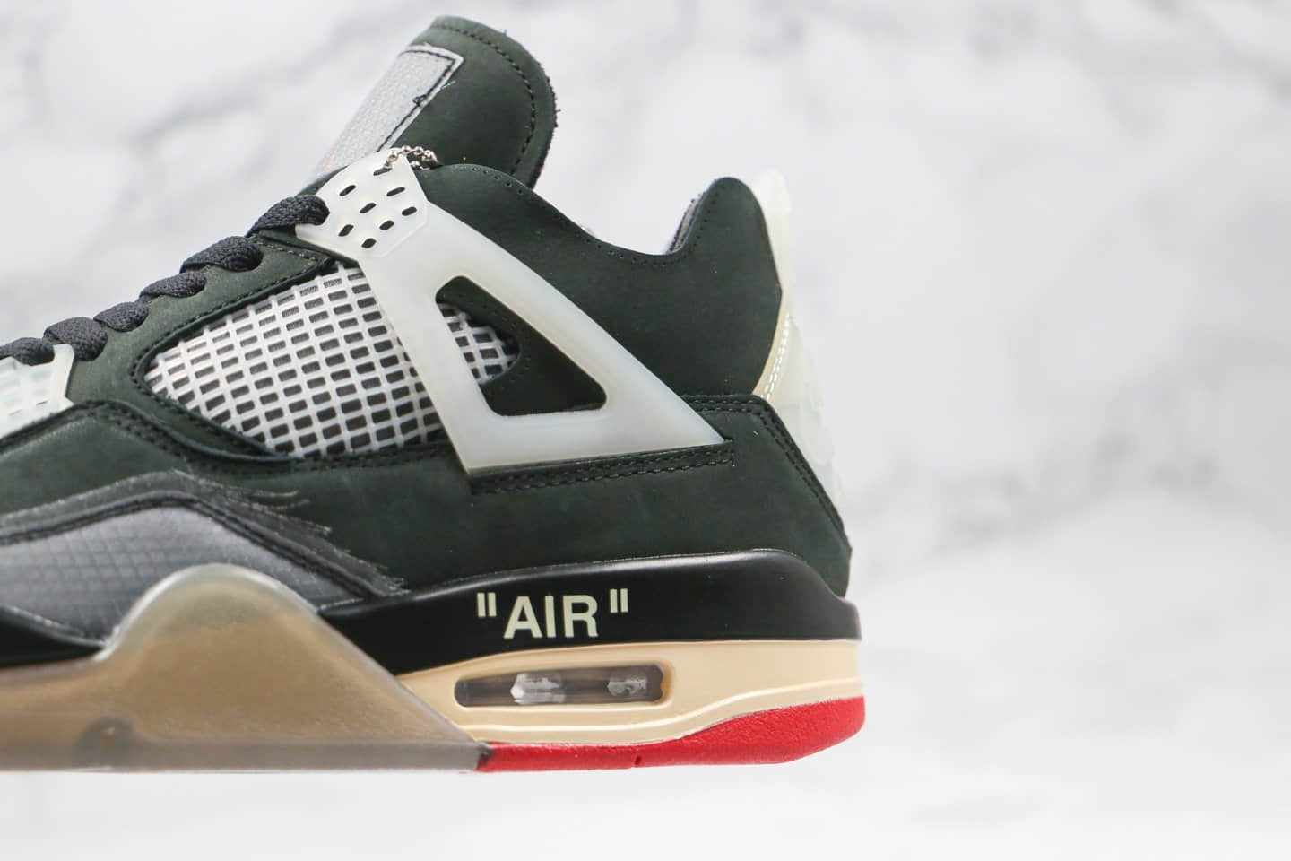 乔丹Off-White x Air Jordan 4 OG纯原版本OW联名AJ4黑灰红色正确鞋型 货号:CV9388-001