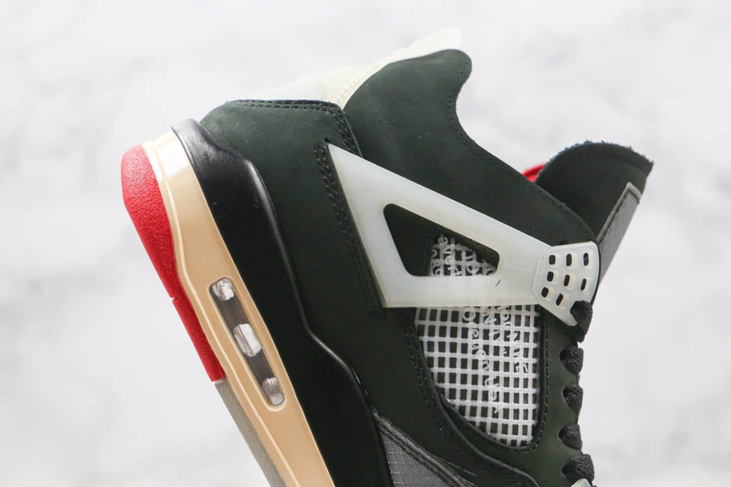乔丹Off-White x Air Jordan 4 OG纯原版本OW联名AJ4黑灰红色正确鞋型 货号:CV9388-001