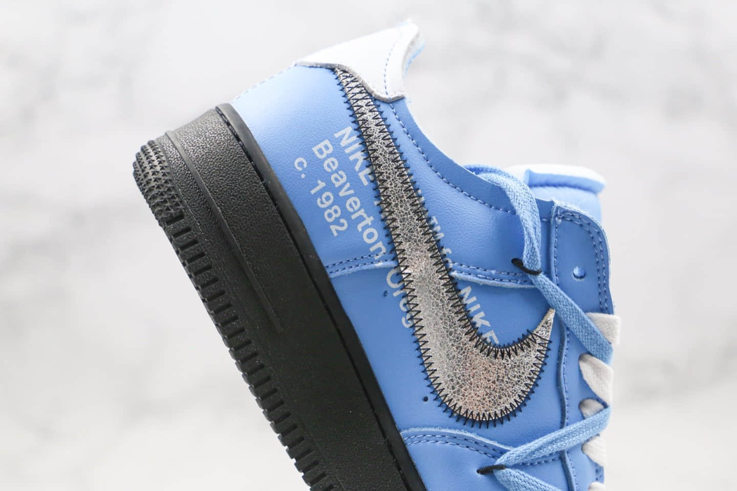 耐克Off-White x Nike Air Force 1 Low“MCA Blue”纯原版本空军一号艺术馆OW联名解构低帮板鞋蓝黑银色内置气垫 货号:CK0866-401