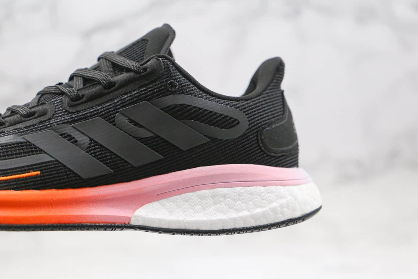 阿迪达斯adidas Boost Supernova M纯原版本爆米花马拉松跑鞋黑粉橙色内置原厂巴斯夫缓震大底 货号:FV4761