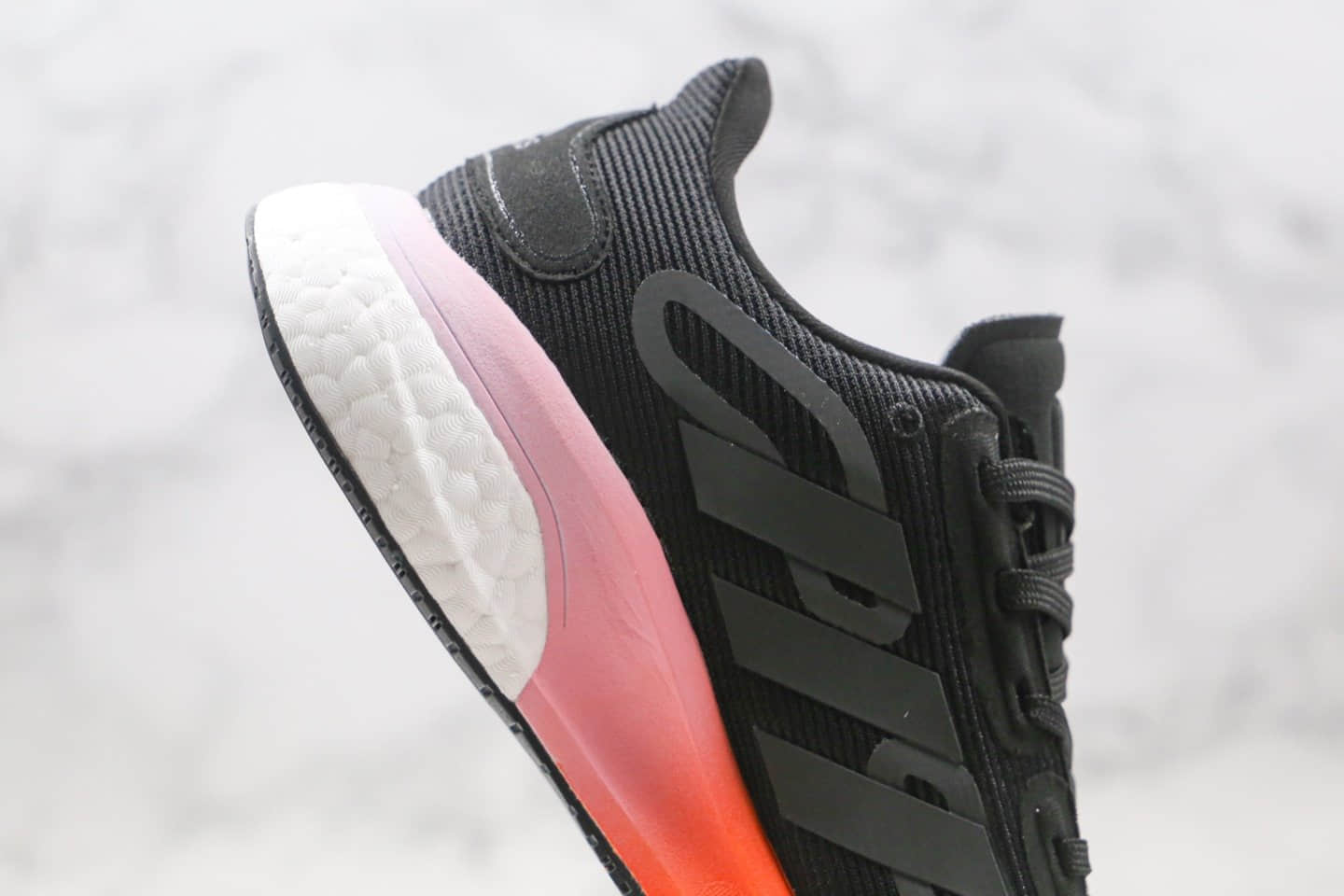 阿迪达斯adidas Boost Supernova M纯原版本爆米花马拉松跑鞋黑粉橙色内置原厂巴斯夫缓震大底 货号:FV4761