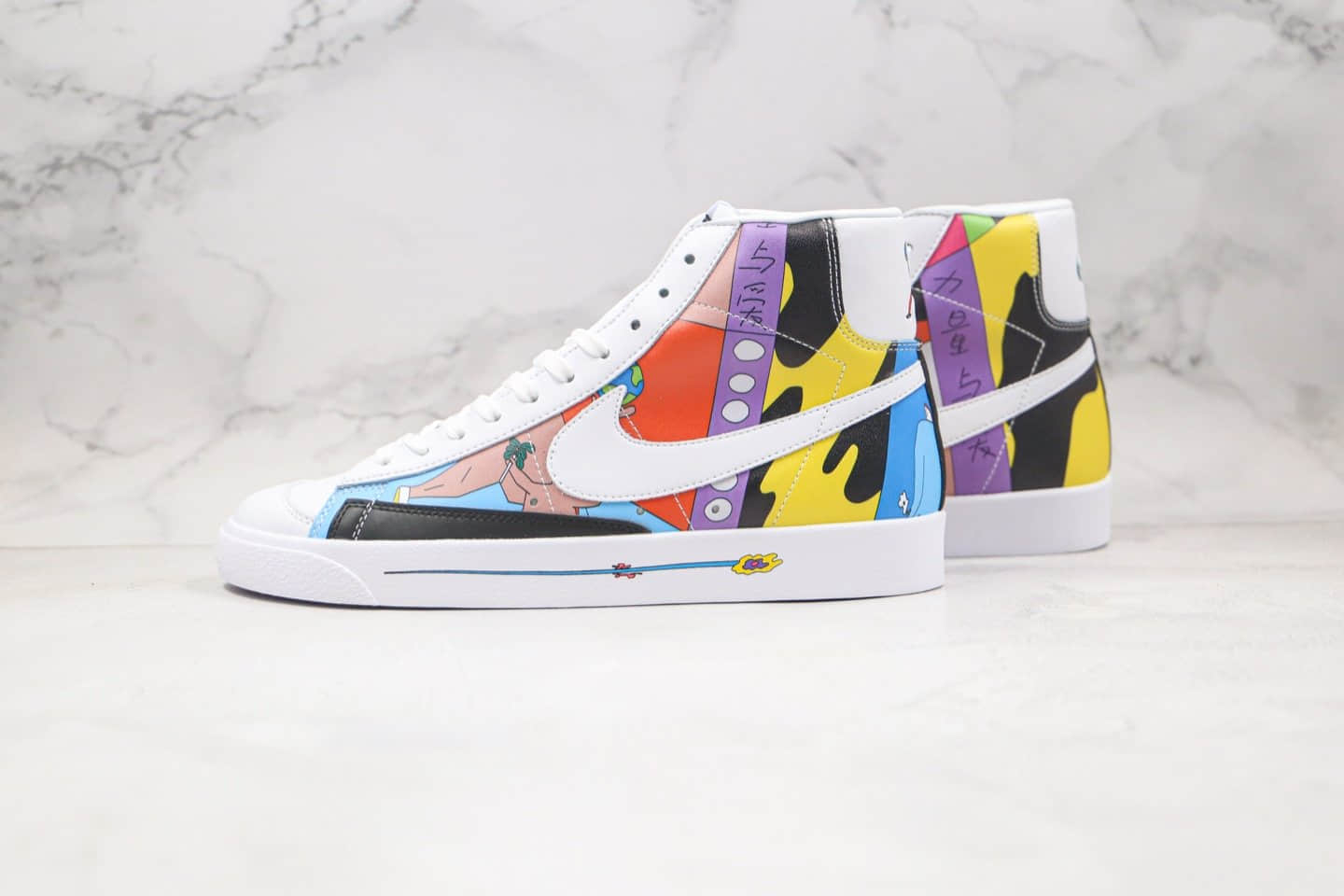 耐克Nike Blazer Mid 77 Flyleather QS x Ruohan Wang联名款纯原版本中帮开拓者环保主题系列涂鸦配色原档案数据开发 货号:CZ3775-900