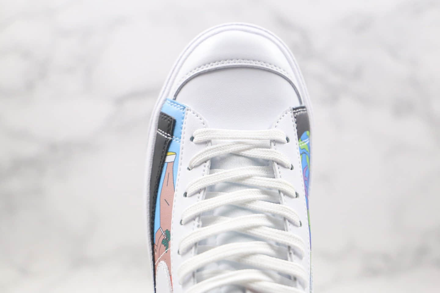 耐克Nike Blazer Mid 77 Flyleather QS x Ruohan Wang联名款纯原版本中帮开拓者环保主题系列涂鸦配色原档案数据开发 货号:CZ3775-900