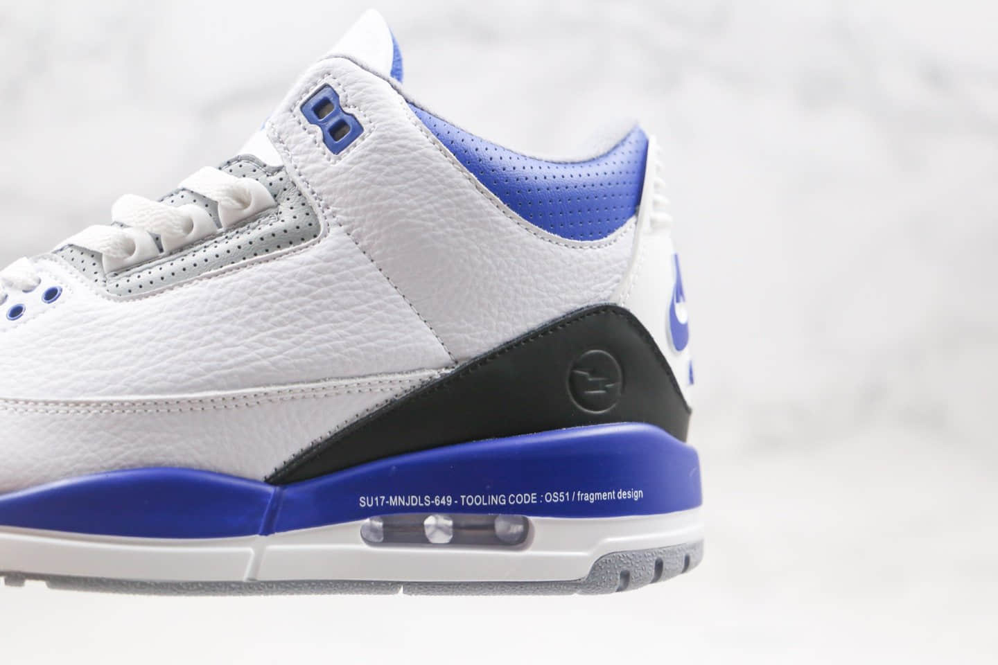 乔丹Fragment x Air Jordan 3 Sample纯原版本藤原浩闪电联名AJ3黑蓝闪电原盒原标 货号:DA3595-111