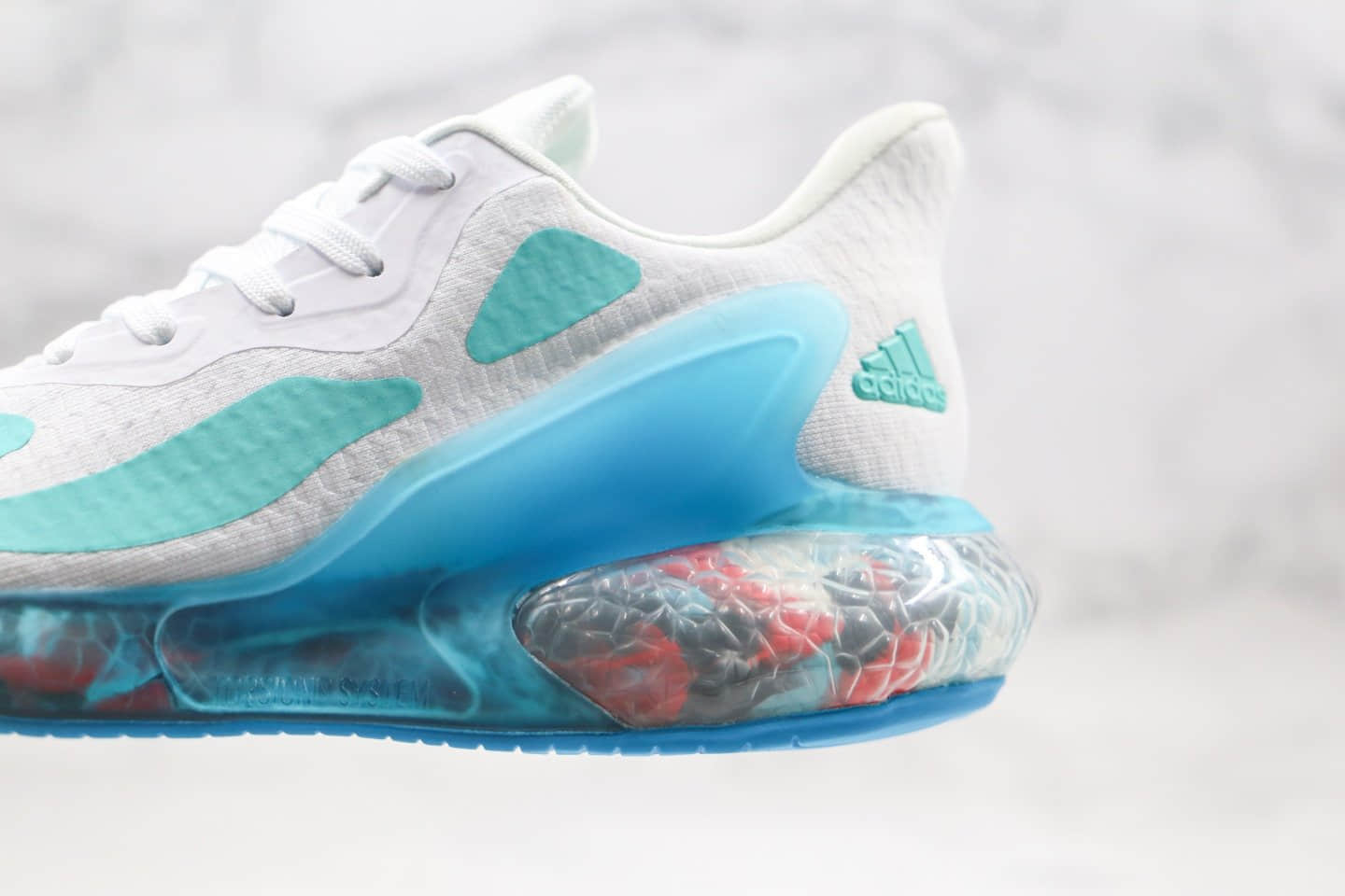 阿迪达斯Adidas AlphaBounce Beyond M纯原版本阿尔法12代爆米花跑鞋绿蓝色原楦头纸板打造 货号:CG3719