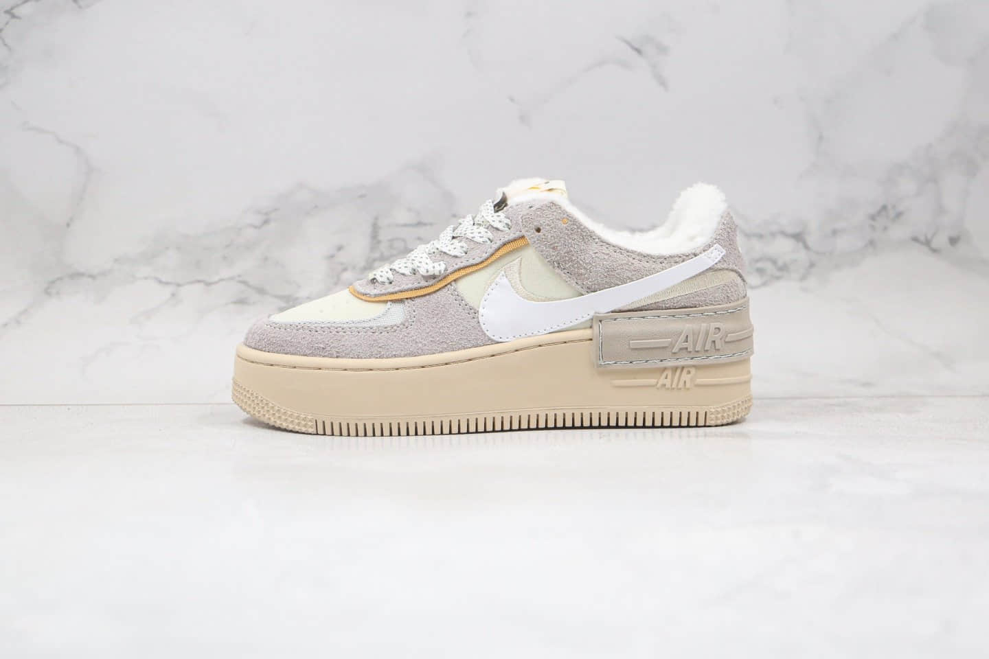 耐克Nike Air Force 1 Shadow纯原版本马卡龙解构空军一号卡其灰色加绒款原楦头值班打造 货号：DC5270-016